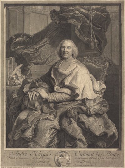 André Hercules, Cardinal de Fleury by Pierre Drevet after Hyacinthe Rigaud