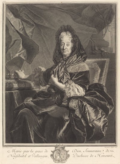 Duchess of Nemours by Pierre Drevet after Hyacinthe Rigaud