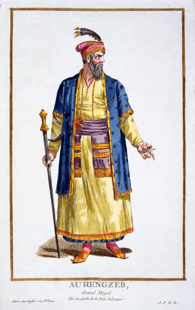 Aurengzeb, Great Khan of the Mongol Hordes from Recuil des Estampes, Representant les Rangs et les Dignites, Suivant le Costume de Toutes les Nations Existantes, Published 1780 by Pierre Duflos