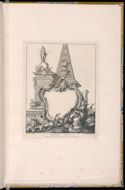 Cartouche with Trophies, a Statue and a Pyramid by Pierre Edme Babel