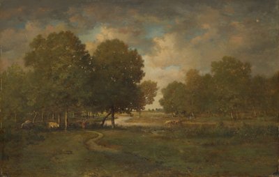 A River in a Meadow by Pierre Etienne Theodore Rousseau