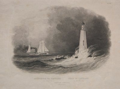 Lighthouse in Cleveland, Ohio, on Lake Erie by Pierre Eugène Aubert I