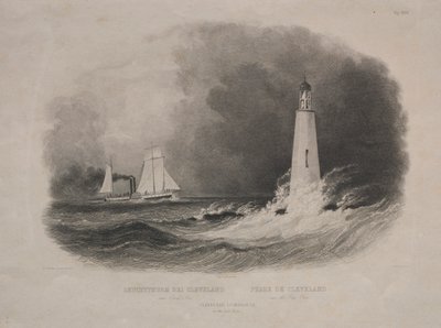 Lighthouse in Cleveland, Ohio, on Lake Erie by Pierre Eugène I Aubert