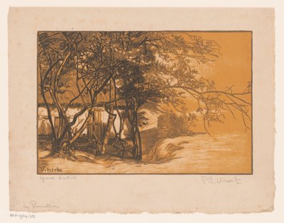 Landscape with Farmhouse Behind Trees by Pierre Eugène Vibert (signed by artist)