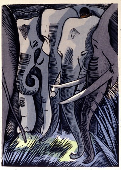 Mogli Hides on the Backs of Elephants by Pierre Falke