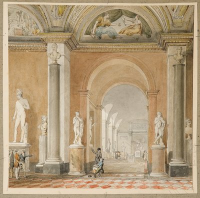 The Old Apollo Room of the Belvedere at the Louvre by Pierre Francois Leonard Fontaine