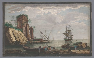 View of a Coast Near the City of Toulon by Moonlight by Pierre François Basan