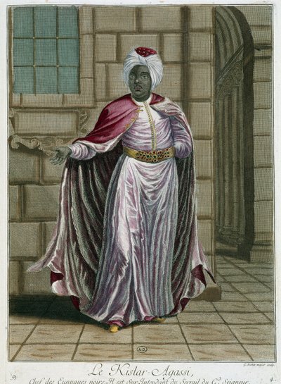 Portrait of the Kistar-Agassi (chief of the eunuchs) - in Collection of 100 prints representing different nations of the Levant in 1707 and 1708 by orders of M. de Frriol, ambassador of the king at the Porte and updated in 1712-13 by the care of M. Le H by Pierre François Basan