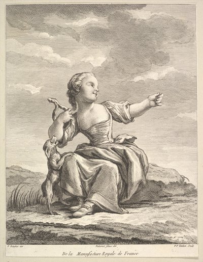 Little Girl Playing with a Dog, from Deuxième Livre de Figures d