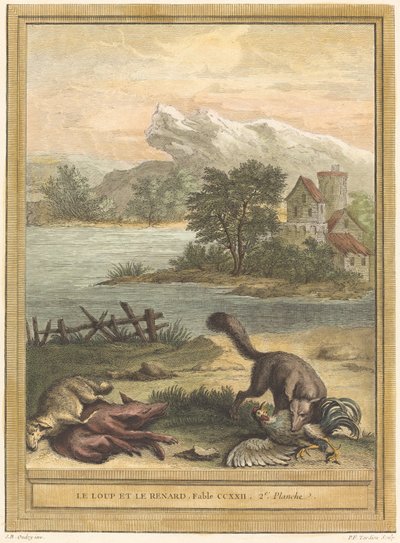 The Wolf and the Fox by Pierre François Tardieu after Jean Baptiste Oudry