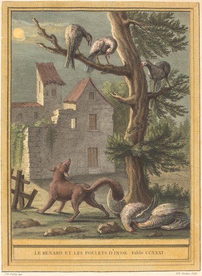 The Fox and the Hens from India by Pierre François Tardieu after Jean Baptiste Oudry