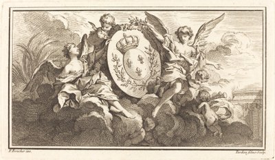 Royal Coat of Arms of Louis XV by Pierre François Tardieu or Jacques Nicolas Tardieu after François Boucher