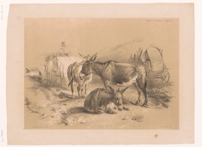Study of Three Donkeys by Pierre Frédéric Lehnert