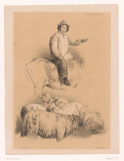 Studies of a Shepherd and a Flock of Sheep (series title: Animal Studies by Cooper) by Pierre Frédéric Lehnert
