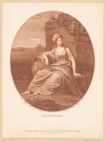 Antique Female Figure in Volcanic Landscape by Pierre Guillaume Alexandre Beljambe