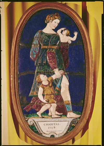Plaque Depicting Charity, Limousin by Pierre I Courteys