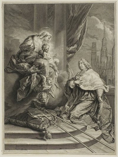 Portrait of Louis de la Vergne de Tressan, Count of Lyon, Archbishop of Rouen by Pierre Imbert Drevet