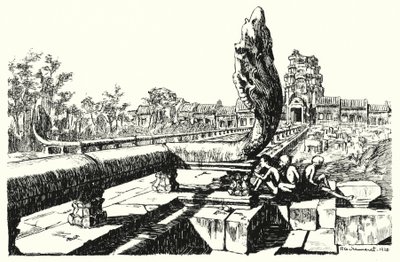 In the park of Angkor Vat, the Western Gopuras by Pierre Jeannerat de Beerski