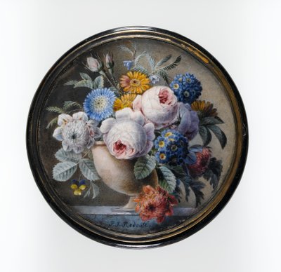 Tortoise-Shell Box with a Miniature of Flowers in a Stone Vase on a Marble Slab by Pierre Joseph Redouté