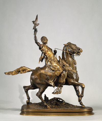 Arab Falconer on Horseback by Pierre Jules Mene
