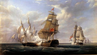 Battle of the French Frigate La Canonniere Against the English Ship Le Tremendous 21/04/1806 by Pierre Julien Gilbert