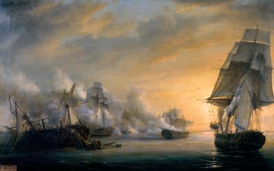 Naval Combat before Cádiz on July 13, 1801 by Pierre Julien Gilbert