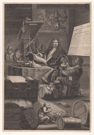 Gold Weigher with Servant and Warnings About the Dangers of Wealth by Pierre Landry (attributed to)