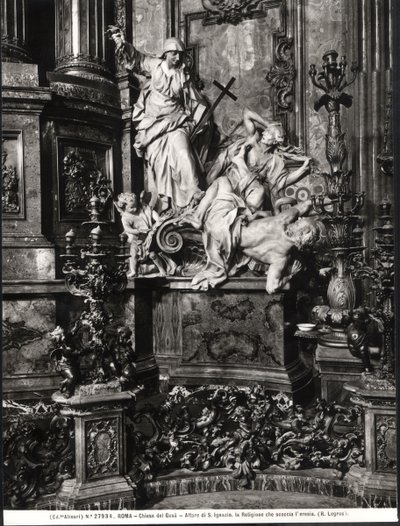 The Altar of St. Ignatius of Loyola, Detail of the Victory of Catholic Truth over Heresy by Pierre Legros