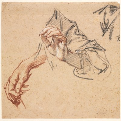 Study of Hands (recto), Sketch of a Hand (verso), 1700s by Pierre Lenfant