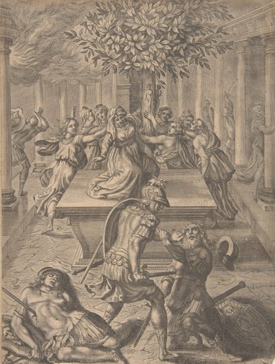 The Sack of Troy-Pyrrhus Killing Priam, before 1654 by Pierre Lombart