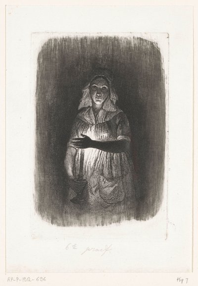 Maid with a Burning Candle by Pierre Louis Dubourcq