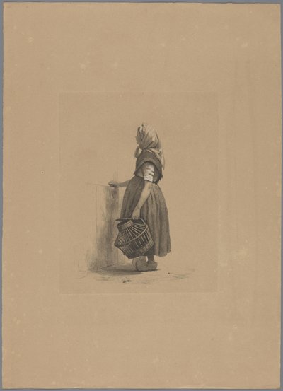 Standing Girl with Poultry Basket by Pierre Louis Dubourcq