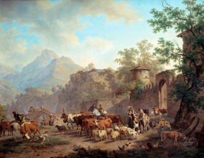 Depart of the herds for the mountain Debut of transhumances by Pierre Louis de La Rive