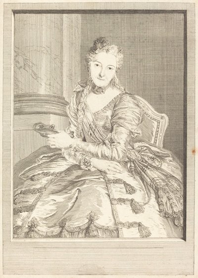 Mme. de M ... in Ball Gown by Pierre Louis de Surugue after Charles Antoine Coypel