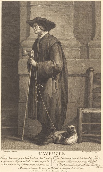 The Blind Beggar by Pierre Louis de Surugue after Jean Siméon Chardin