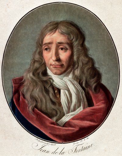 Portrait of Jean de La Fontaine (1621-1695), French poet - engraving by Pierre Michel Alix (1762-1817) by Ambroise Louis Garnerey (1783-1857) by Pierre Michel Alix