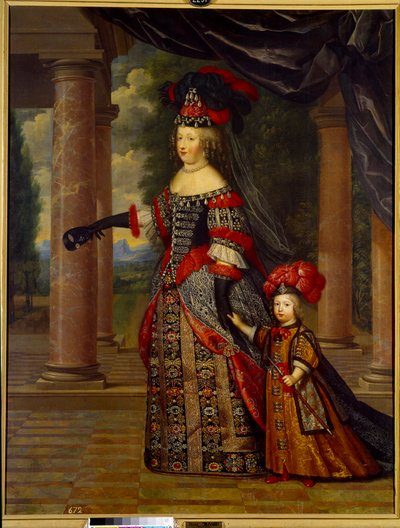 Portrait of Marie Therese of Austria, Queen of France, and the Great Dauphin by Pierre Mignard