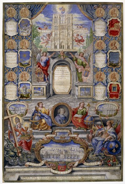 Allegory of the church of Paris on the occasion of the Revocation of the Edict of Nantes on 18/10/1685 the father of Jouvency gave a sermon at the college of Clermont in December 1685 in medallion the archbishop of Paris, Harlay de Chanvallon who encourage by Pierre Paul Sevin