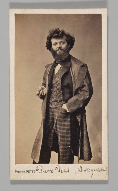 Studio Portrait: Self-Portrait Wearing Plaid Pants and Overcoat by Pierre Petit