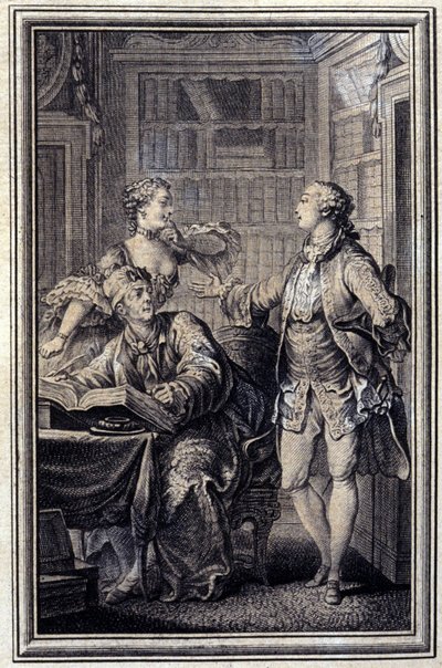A Stingy Woman, Gallant Croc - in “Tales et nouvelles en vers” by Jean La Fontaine. 1776. Illustration by P.P. Choffard by Pierre Philippe Choffard