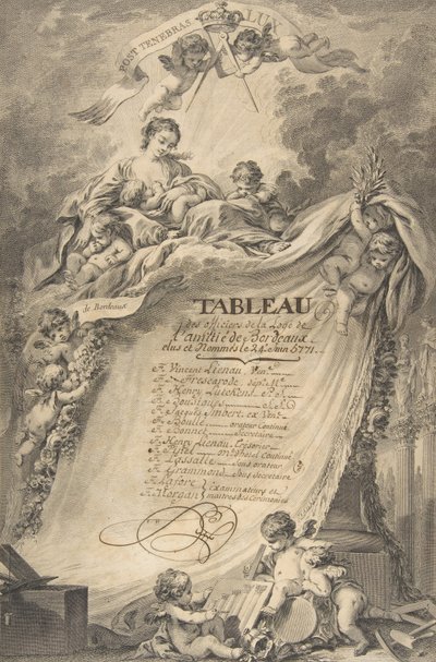 Diploma for the Freemasons of Bordeaux, after François Boucher by Pierre Philippe Choffard