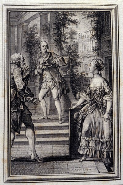 La Confidente sans savoir ou le Stratageme (Illustration by P.P. Choffard, 1776) by Pierre Philippe Choffard