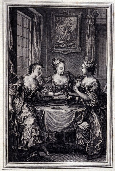 La Gageure des trois commeres - in “Tales et nouvelles en vers” by Jean La Fontaine. 1776. Illustration by P.P. Choffard by Pierre Philippe Choffard