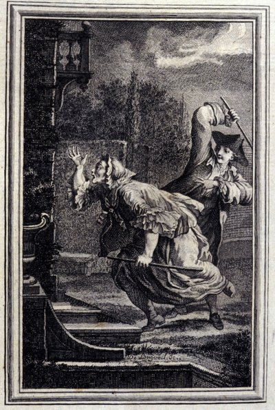 Le Cucku, beaten, et content - in “Tales et nouvelles en vers” by Jean La Fontaine. 1776. Illustration by P.P. Choffard by Pierre Philippe Choffard