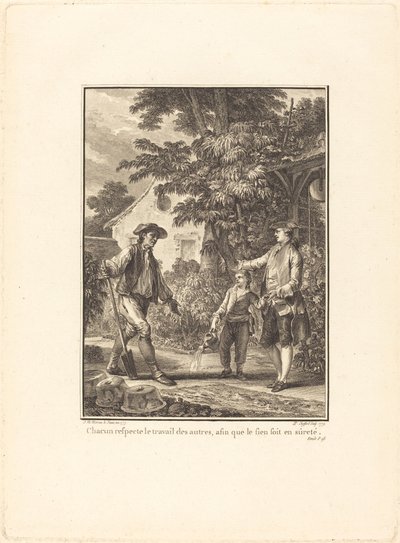 Everyone Respects the Work of Others, So That the Bosom is Safe by Pierre Philippe Choffard after Jean Michel Moreau