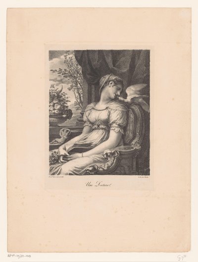 Seated Woman with Book and White Bird by Pierre Prud