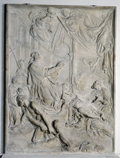 Low Relief of the Plague of Milan - Saint Charles Borromeo Praying by Pierre Puget