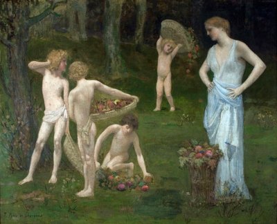 Children in an Orchard. Painting by Pierre Cecil Puvis de Chavannes, c. 1886-1888 by Pierre Puvis de Chavannes