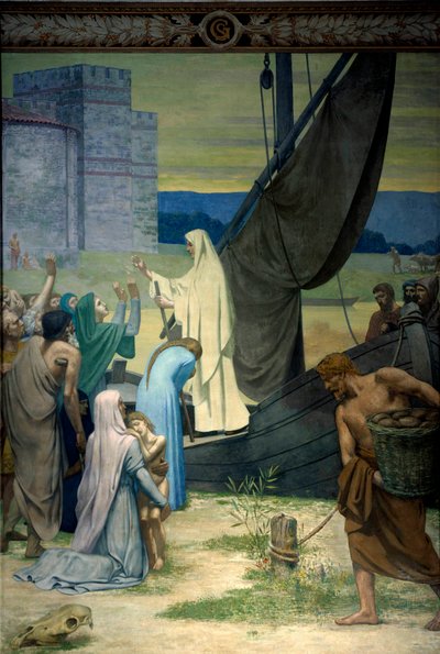 Sainte Genevieve supplying Parisians besieged by the army of Attila, king of the Huns by Pierre Puvis de Chavannes