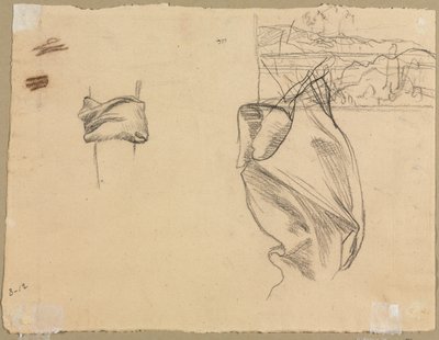 Studies of Drapery and Study of a Landscape Verso, 1800s by Pierre Puvis de Chavannes